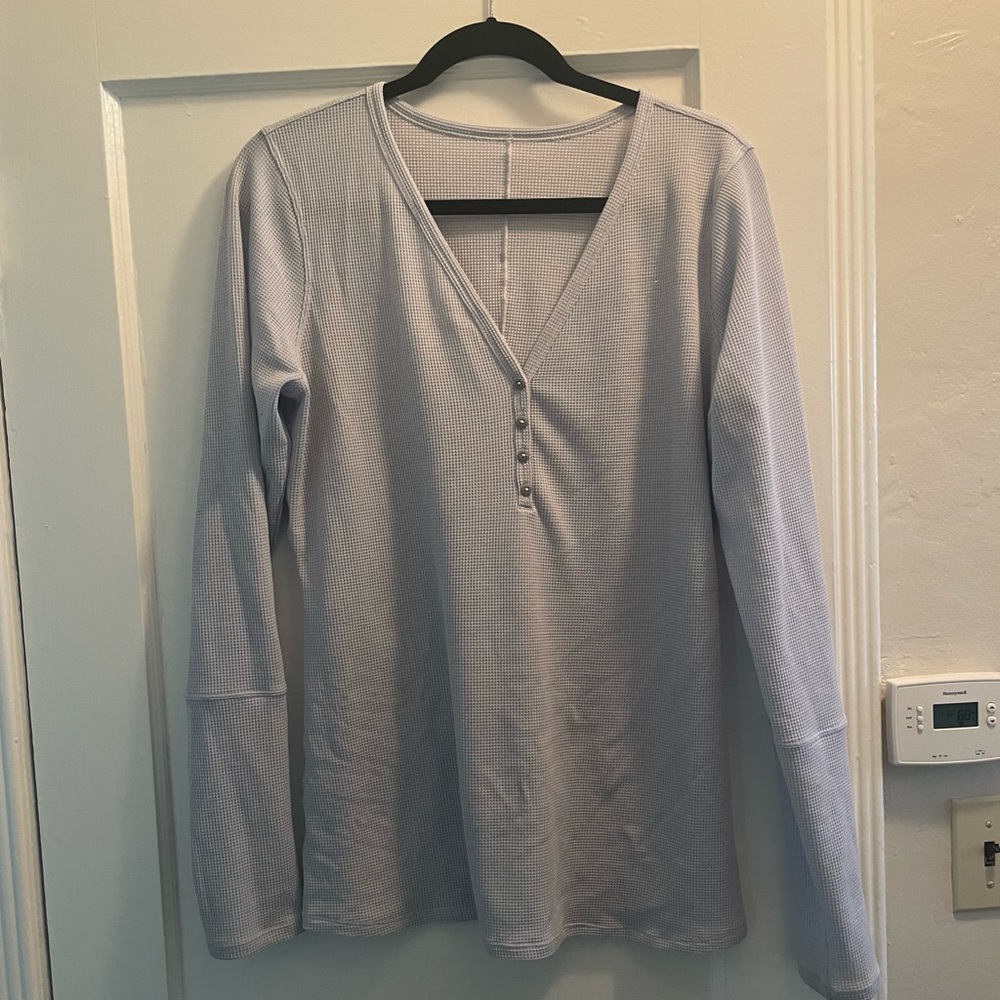 Lululemon Gray Long-sleeve Waffle Textured Shirt